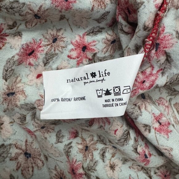 Natural Life Boho Floral Maxi Skirt Size XL Tiered Flowy Elastic Gold Red Beach - Picture 15 of 15